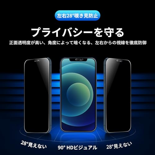 undefined iPhone 12 mini ガラスフィルム 覗き見 【2枚覗き見防止+2枚レンズ保護+ガイド枠】対応 iphone12mini フィルム のぞき見防止 レンズフィルム アイホン 12 mini 強化ガラス アイフォン12 ミニ 液晶 保護フィルム 横から見えない 硬度9H 耐衝撃 飛散防止 自動吸着 気泡ゼロ 指紋防止 超高質感 SENFKAP12M の商品画像 3