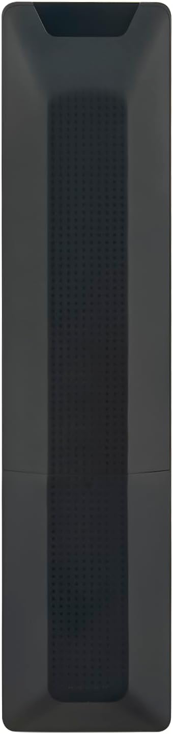 AULCMEET RC813A remote control next to a TV, demonstrating wide angle and long distance use