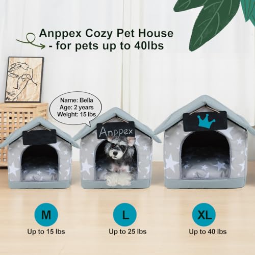 ANPPEX Small Dog House Indoor,M Size Indoor Dog House for Small Dogs and Cats,Covered Dog Bed with Cushion,Grey - Image 3