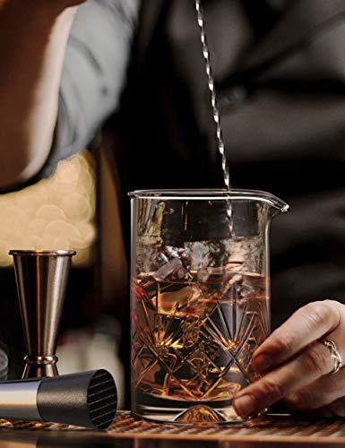 Mofado Weighted Crystal Cocktail Mixing Glass - 18Oz 550Ml - Thick, Stable, Heavy Hand Blown Crystal - Premium Seamless Design - Professional Quality #TOP4