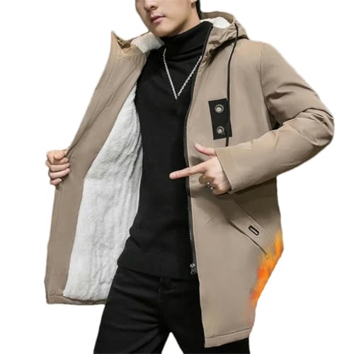 Veste de travail homme velours mi-longue unie à capuche polaire JXQXHCFS