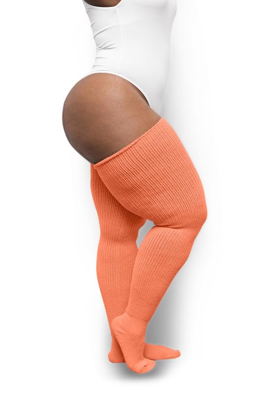 Image of Thunda Thighs Plus Size Thigh High Socks, Over the Knee High Boot Stockings Leg Warmers, Extra Long & Thick Socks