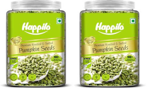Image of Happilo Premium Lightly Salted & Roasted Pumpkin Seeds Jar 900g, Versatile and Nutrient-Rich, Nutty and Crunchy Snacking (Pack of 2)