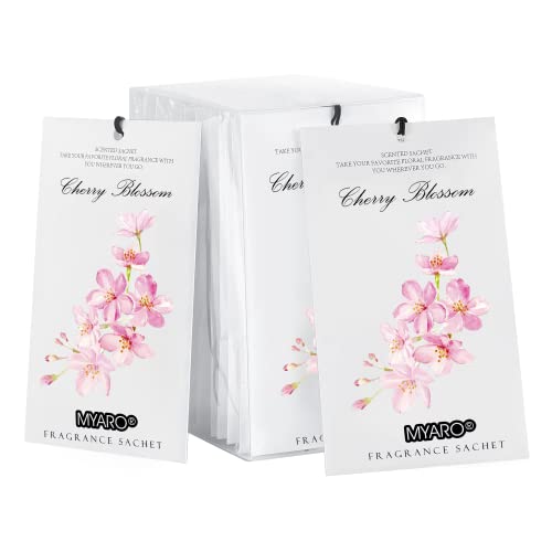 MYARO 12 Packs Cherry Blossom Scented Sachets for Drawer and Closet, Long-Lasting Sachets Bags Air Freshener, Fresh Scents Potpourri Bags Home Fragrance for Lover