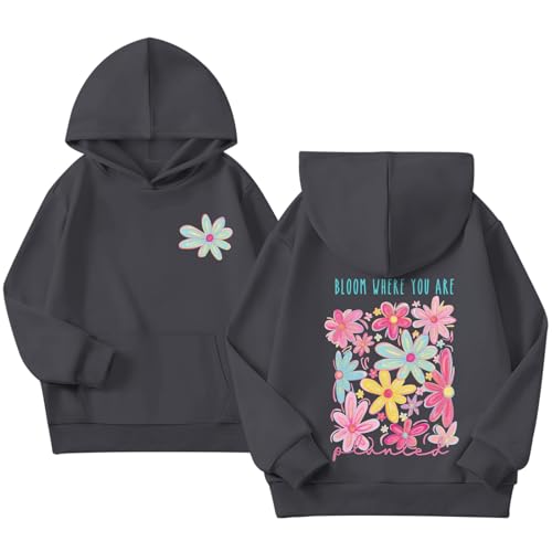 Girls Christian Flower Graphic Hoodie for Kids