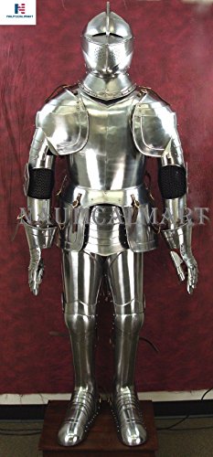 NauticalMart Late 15th Century Milanese Full Suit of Armor Wearable Halloween Costume Silver