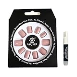 Press on Nails Short Square Fake Nails - Melayous 24 Pcs Glossy Nails Glue on Nails Stick on Nails, Full Cover Artificial Acrylic Nails False Nails with Glue for Women and Girls (Pink)