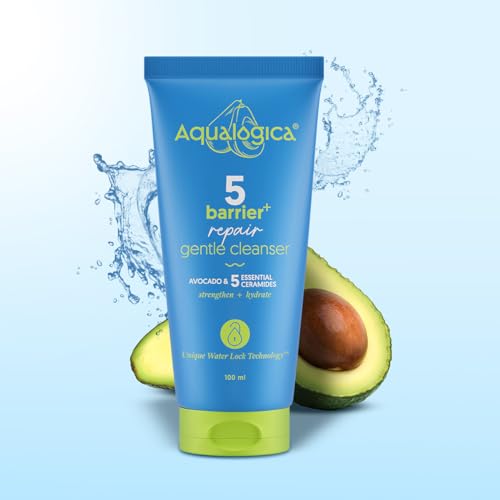 Image of Aqualogica 5 Barrier+Repair Gentle Face Cleanser With Avocado&5 Essential Ceramides-100Ml| Dry To Normal,Sensitive Skin|Strengthens Skin Barrier|Non-Oil Stripping|Gently Cleanses&Hydrates|Men&Women
