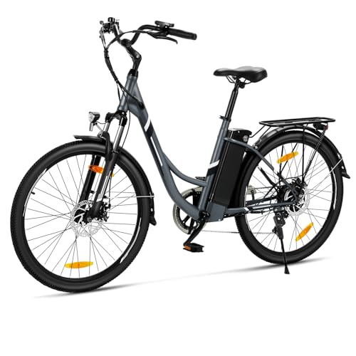 Touroll B1 Vélo Électrique, 26" vélo électrique Urbain avec 36V 15.6Ah Batterie Amovible, Vélo de Ville électrique 250W, 7 Vitesses, E-Bike Urbain pour Adulte