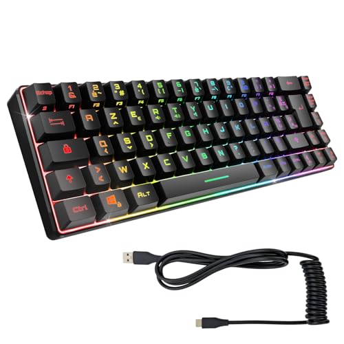 2024 Nuovo - K208 Tastiera Gamer cablata TKL Compact (francese AZERTY) 69 Tasti RGB - Cavo USB di tipo C staccabile - PC/PS4/PS5/Console di gioco- 23 Tasti Anti-Ghosting (nero) - Tastiera gaming - Immagine 4