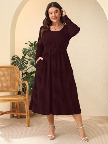 BELAROI Plus Size Sweater Dresses for Curvy Women Long Sleeve Maxi Dress Midi Fall Winter Outfits Scoop Neck Lighweight2