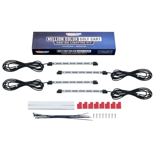 Ledglow 4Pc Add-On Interior Footwell Led Accent Neon Lighting Kit Upgrade For 4-Seater &Amp; 6-Seater Golf Carts - Fits 12V Gas &Amp; 36/48/72V Electric Golf Carts - Only Compatible With Ledglow Kits