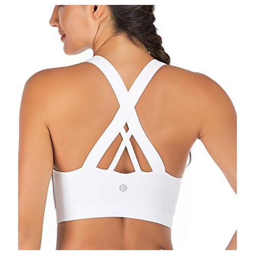 RUNNING GIRL Sports Bra for Women High Support, Criss-Cross Back Padded Strappy Black Sports Bras Yoga Bra with Removable Cups(2353_White_XL)