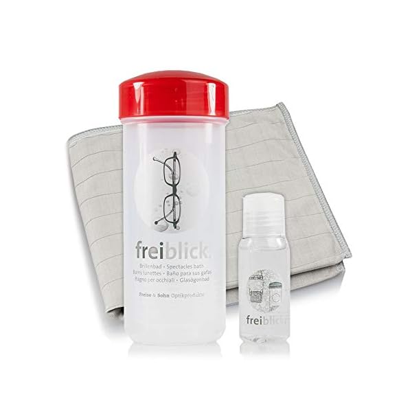 Freiblick Brillenbad (Pink) im Set mit 50ml Spezialreiniger und Mikrofasertuch – Brillenputztuch in Optiker Qualität…