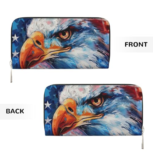 Patriotic Eagle Print Womens Wallet, Ladies Credit Card Holder, Phone Wallet Purses, Long Clutch Hand Bag3