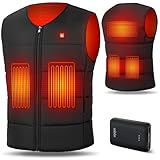 UNBON Gilet Chauffant Homme Femme avec Batterie Incluse 10000mAh, Gilet Chauffant USB Éle...