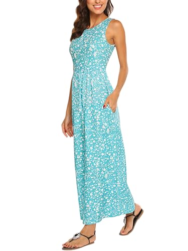 Image of Hount Women's Summer Sleeveless Striped Flowy Casual Long Maxi Dress with Pockets