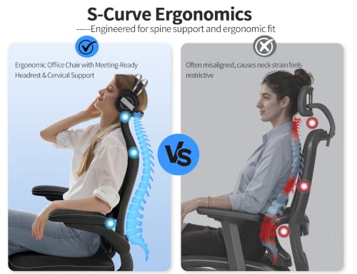 Image of TRALT Office Chair Ergonomic Desk Chair - Gaming Chair with Lumbar Support | 330 LBS Home Office Desk Chairs , Reading Chair with Flip-up Armrests, Comfortable Computer Chairs (1, Black)