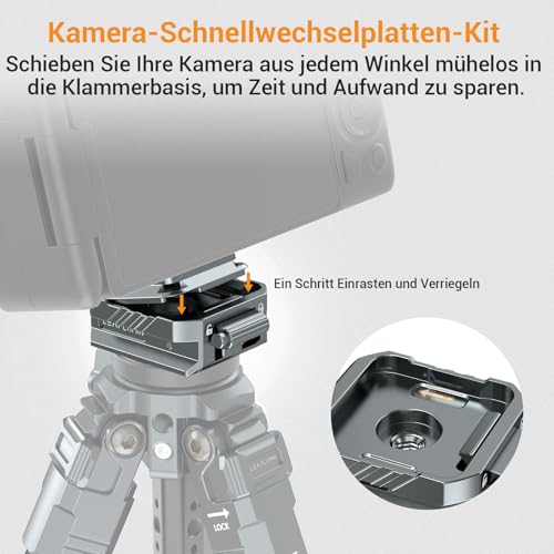 Leaplumin Zestaw szybkich płytek do aparatu z podwójnie zabezpieczonym zamknięciem zabezpieczającym, aluminiowa płyta szybkiego uwalniania Arca QR z systemem Quick-Switch-Auto-Lock