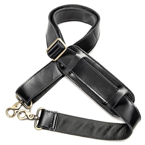 Image of Full Grain Leather Bag Strap Replacement - Adjustable Shoulder Strap for Messenger Briefcase Duffle Crossbody Bags