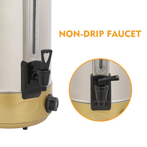 Image of 120Cup Electric Hot Water Dispenser, 7.4 Gal Stainless Steel Commercial Water Boiler and Warmer, 1800W Temp Adjustable Tabletop Tea Coffee Urn for Parties (7.4Gal Gold)