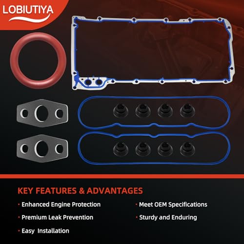 Image of Oil Pan Gasket Kit, 12637683 Valve Cover Gasket+12612350 Oil Pan Gaskets Compatible with Chevy Silverado Suburban Tahoe Trailblazer GMC Sierra Yukon 4.8L 5.3L 6.0L 6.2L OEM#OS30693R B32790