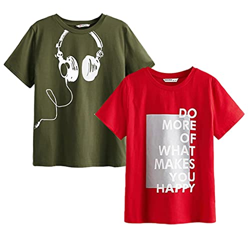 Image of Dagcros Boy's Half Sleeve Round Neck Cotton Relaxed Fit T-Shirts, Pack Of 2 Bd-3+11