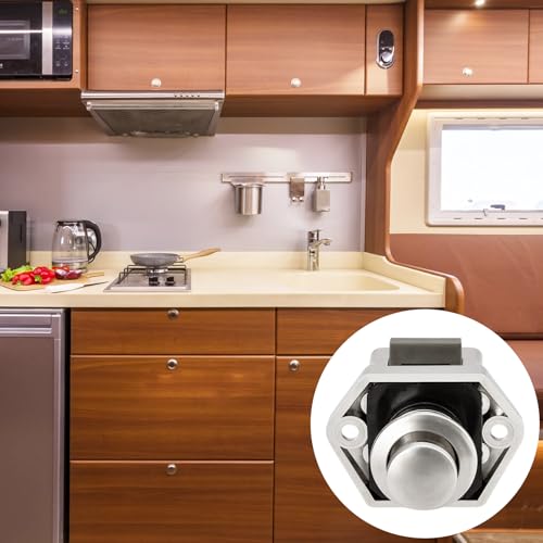Focenat 6 Stück Push Lock Schloss, Push Lock Schloss Wohnmobil, Druckknopfverriegelung Wohnwagen, Push Button Catch, Druckknopf Verriegelung für Tür/Schrank/Wohnmobil/Yacht