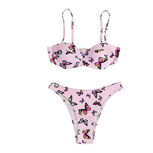 Bikini Mujer Dos Piezas Estilo Short Bañador Reductor Barriga para Vientre Natacion Cuello En V Bikini Top Y Braga Ajustable Ropa Sexy Bohemia Conjunto Bikinis(L)