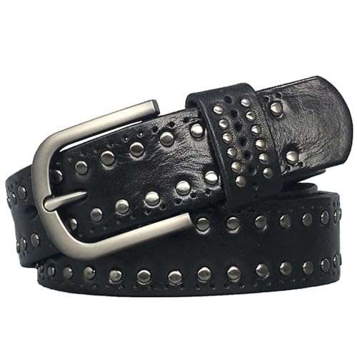 Ceinture à rivets pour rompre la monotonie d'une tenue en cuir fin clouté rétro punk
