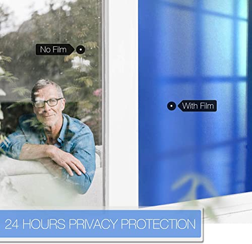 Image of HOME13 Sky Blue Frosted Privacy Window Film Non Adhesive Sun Blocking Heat Control Frosted Glass Sticker for Home, Office, Bathroom (24x80 Inches, Sky Blue Frosted)