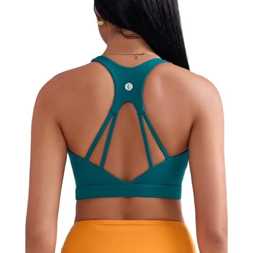 RUNNING GIRL Sports Bras for Women, Medium Impact Molded Cup Sports Bra for Running with Sewn in Pads Teal X-Large