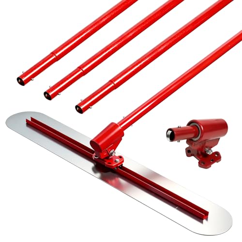 Concrete Bull Float Tool Kit 48x8 Round End Aluminum Magnesium Alloy Cement Trowel Board with Adjustable Bracket 45 Extendable Handles x4 for Screeding and Finishing
