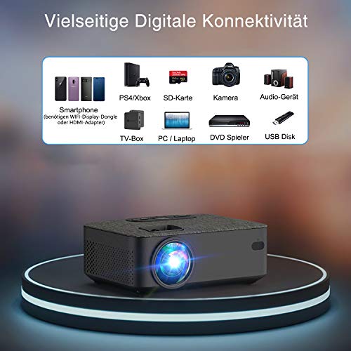 Mini Beamer, VILINICE Heimkino Beamer Full HD, WiFi Projektor mit 5500 Lumen unterstützt 1080P Multimedia 240" , Video Beamer LED kompatibel mit TV Stick, HDMI, SD, AV, VGA, USB, PS4, Smartphone – Bild 3