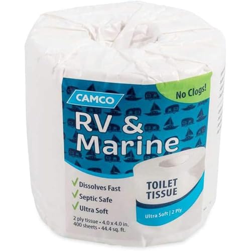Image of Camco 40280 TST 2-Ply Toilet Paper, Individual Roll - 400 Sheets