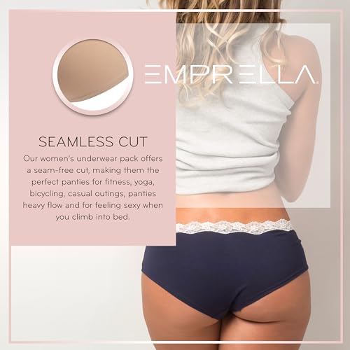 Image of Emprella Cotton Underwear for Women, Seamless Women's Underwear Pack, Cheeky Hipster Panties