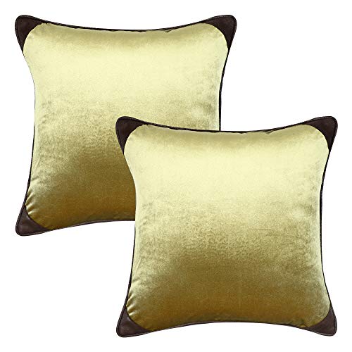Image of Cazimo Velvet Cushion Covers for Bed, Sofa and Couch - 16 * 16 inches | Ideal for Living Room | Set of 2, Yellow