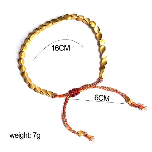 Handmade Tibetan Copper Bead Bracelet Lucky Buddhist Bracelet Adjustable Size with Tassels for Men and Women Gifts3
