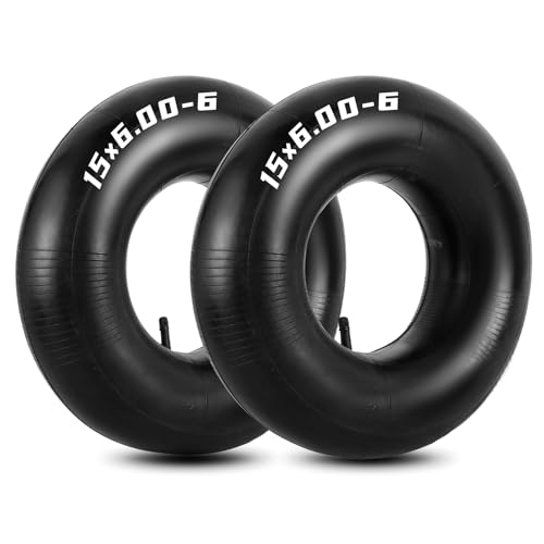 NYXOVA 2 Pack 15 x 6.00-6 Inner Tubes TR-13 Straight Valve Stem Tire Tube Universal Fit for Lawn Mowers Wheelbarrows ATVs Go Karts Durable Shock Absorbing Replacement Tire Tube