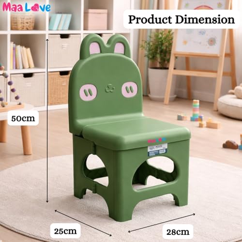 Image of Plastic Foldable Chair for Kids | School Study Chair for Indoor or Outdoor Use for Toddler Kids | Strong & Stable, Safe Rounded Edges | Capacity Up to 40 Kg (Green)