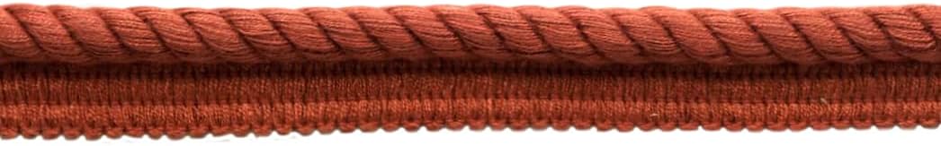 DÉCOPRO 3/8" (1cm) Basic Collection Solid Twisted Rope Cord Trim with Lip (Style# 0038EMPS) Dark Rust Orange #K35 (Deep Coral) 8 Yards (24 ft/7m)