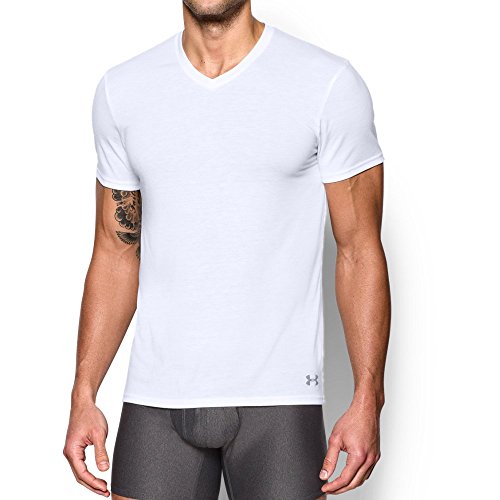 Under Armour Men's Core V-Neck Undershirt – 2-Pack, White (100)/White, Medium