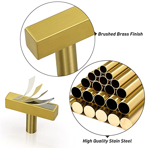 Goldentimehardware 10 Pack Gold Cabinet Knobs,Single Hole Brass Drawer Pulls For Cabinets And Drawers,Brushed Gold Dresser Knobs,Modern Kitchen Drawer Knobs,2 Inch Overall Length #TOP2