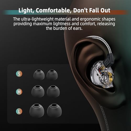 Image of CCZ DC01 Pro USB C Headphones Wired Type-C in Ear Monitor Headphone, Professional USB C Wired Earbuds Super Bass Gaming IEMS with 1DD Patent Ear fin Ear tips for Singer Musician (Black, USBC-With Mic)