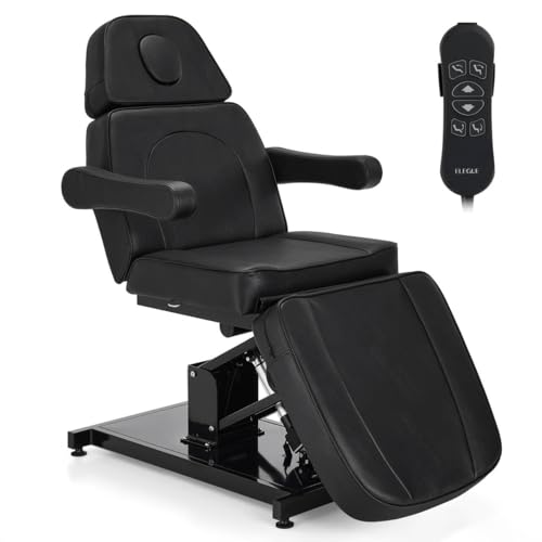 ELEGUE Kosmetikliege Elektrisch, Massageliege Klappbar, Tattoo Liege mit 3 Motoren, Massageliege Elektrisch für SPA Salon 2782 (Schwarz)