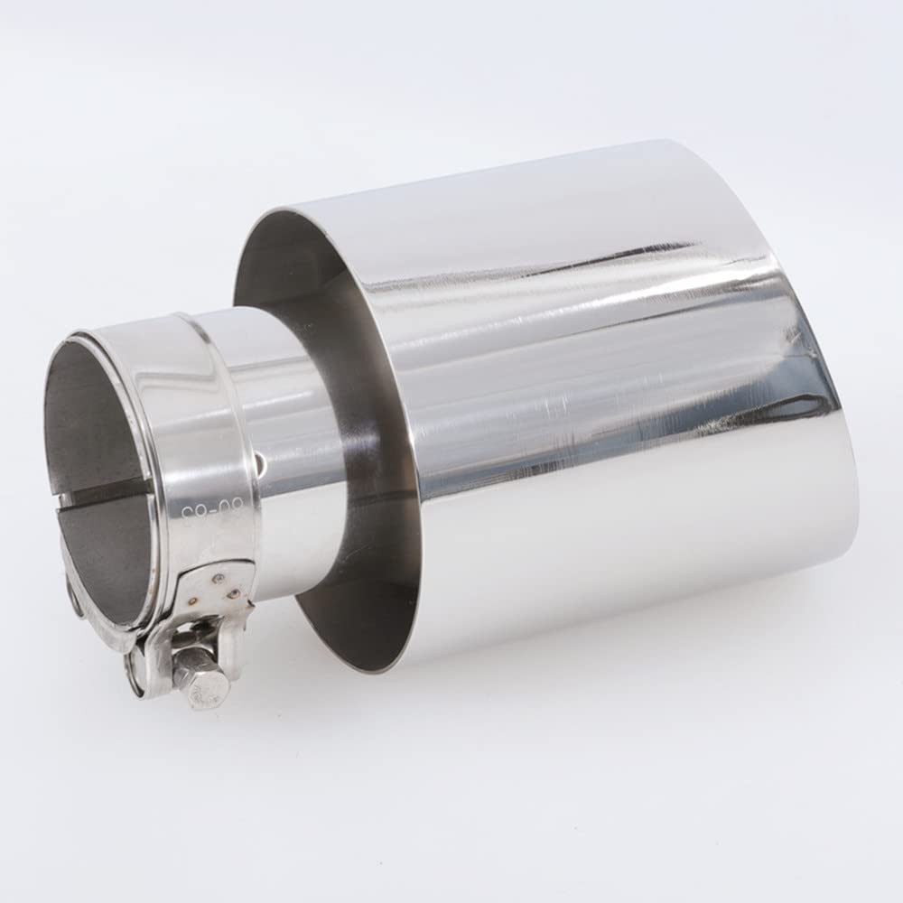 Cola De Escape Coche Silenciador de punta tubo cola Color plateado escape Universal acero inoxidable for coche 1 Uds(IN 70MM OUT 101MM)