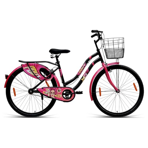 Image of XCi Pout 26T Women's Bicycle, 26-Inch Tyres, Single Speed, Non-Geared, Rigid Suspension, Calliper Brakes, Adult (12+ Years), 18 Inches Steel Frame, Pink Black