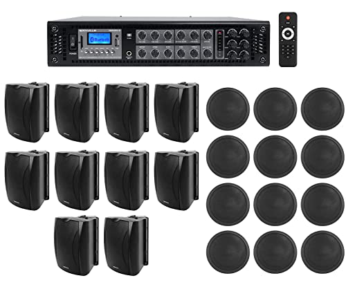 Rockville Bundle RCS350-6 Commercial Amp Bluetooth Bundle with (10) WET-6B 70V 6.5