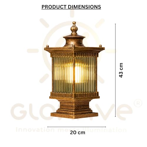 Image of Glowave Decorative Outdoor Bronze Square Post Light Pillar Light Column Light, Waterproof Lantern Post for Patio or Fench Deck, Doorway Porch Pillar Lamp - Warm White (P-6735 /BG)