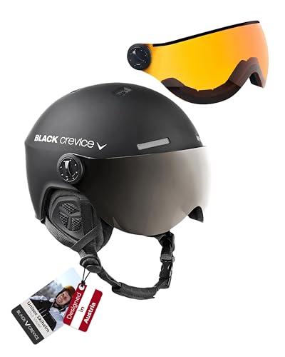 Black Crevice Skihelm Arlberg mit 2 Visier, matt schwarz/grau...